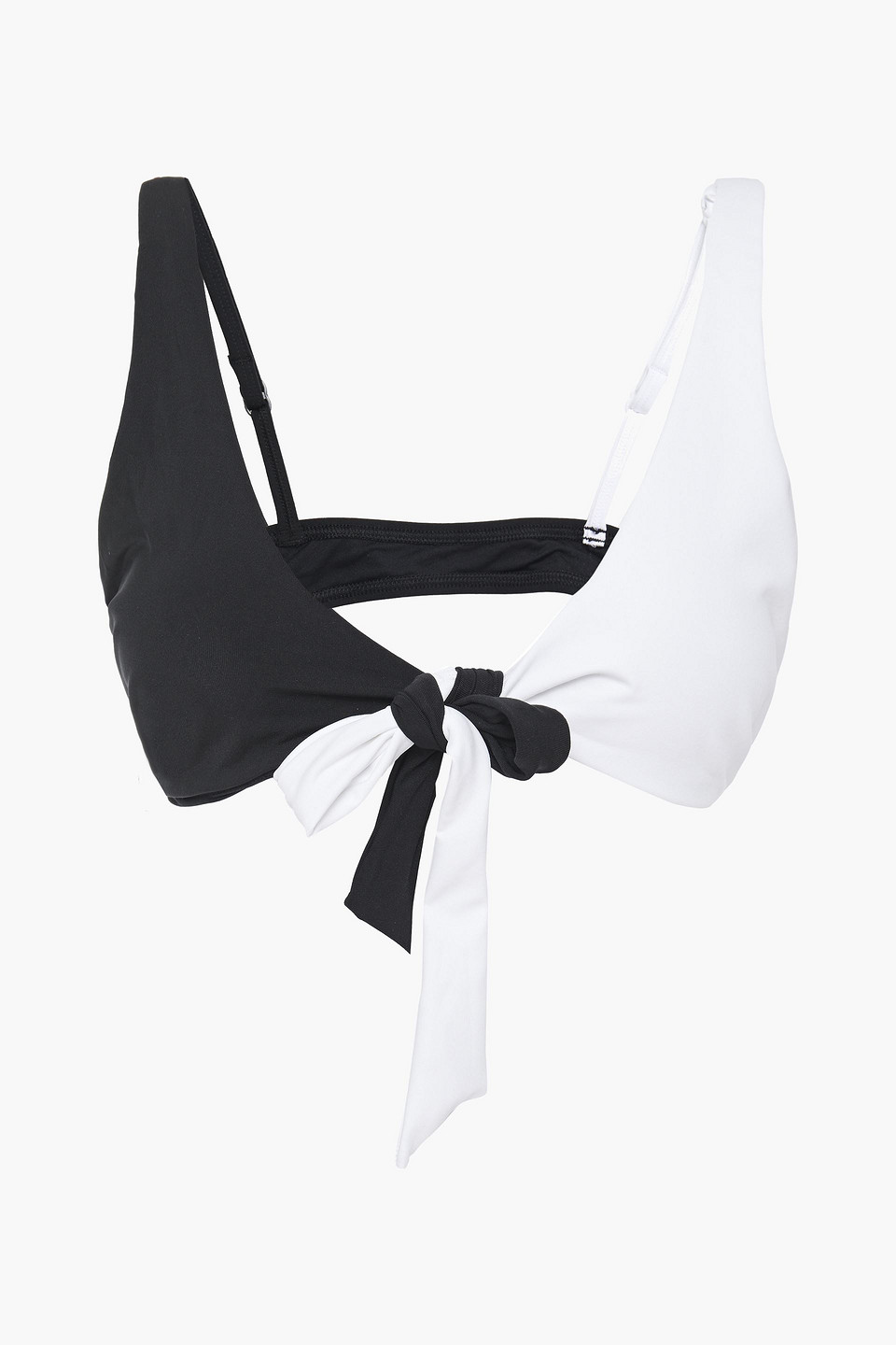 Jets Australia By Jessika Allen Woman Tie-front Two-tone Bikini Top Black Size 8