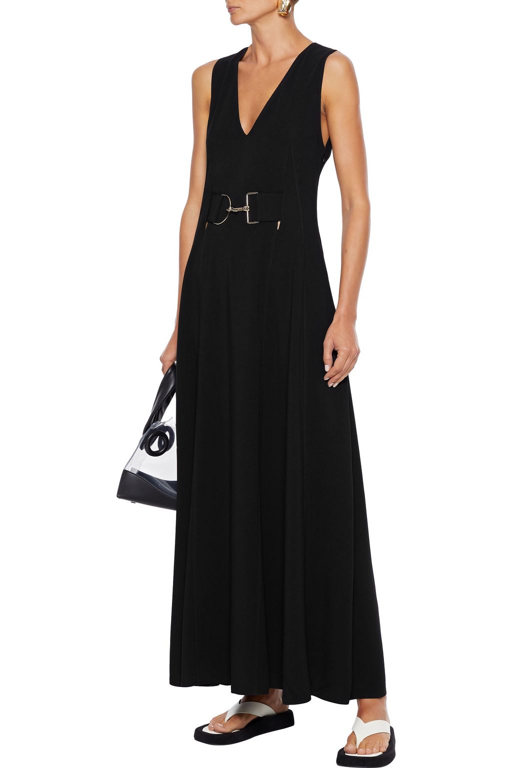 STELLA MCCARTNEY Maxikleid aus Stretch-Crêpe mit Gürtel