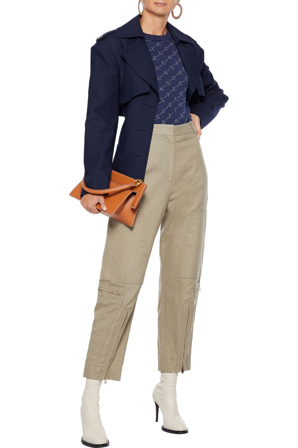 STELLA MCCARTNEY Jaylyn herringbone cotton-blend straight-leg pants