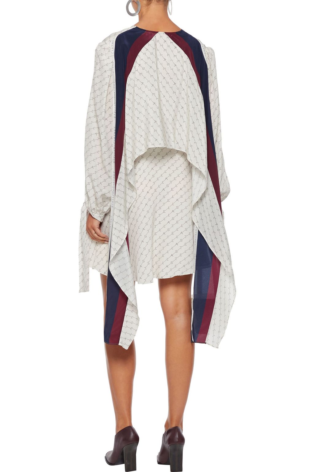 STELLA MCCARTNEY Tie-front printed silk crepe de chine mini dress