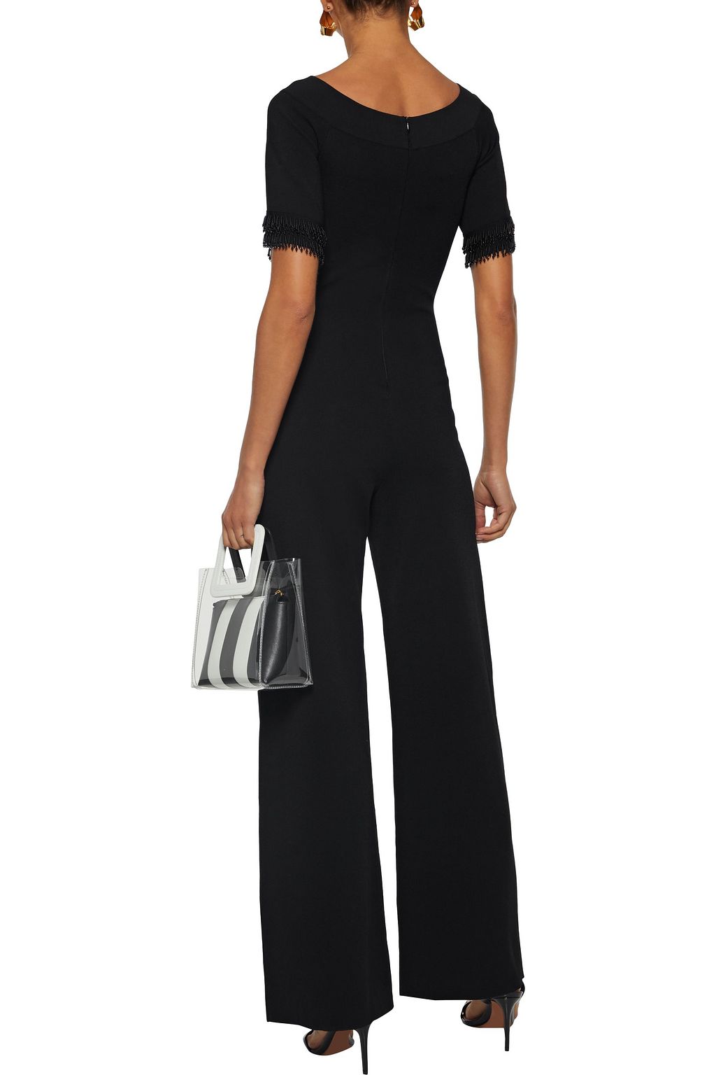 STELLA MCCARTNEY Bead-embellished ponte wide-leg jumpsuit
