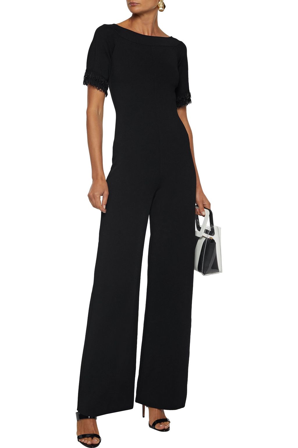 STELLA MCCARTNEY Bead-embellished ponte wide-leg jumpsuit