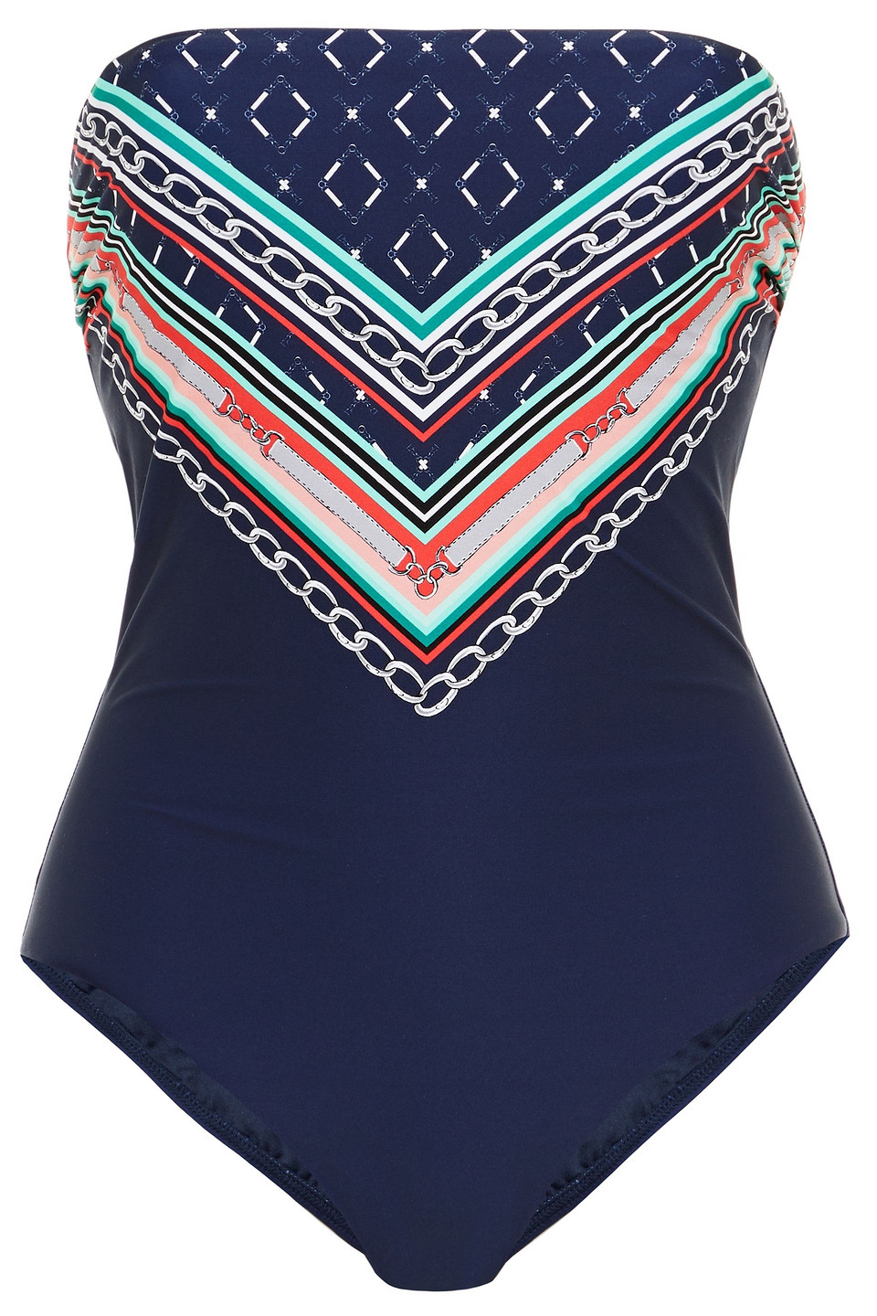 Jets Australia By Jessika Allen Woman Riviera Printed Bandeau Swimsuit Navy Size 8