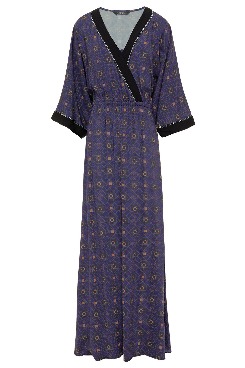 Jets Australia By Jessika Allen Woman Cutout Printed Voile Maxi Dress Indigo Size S