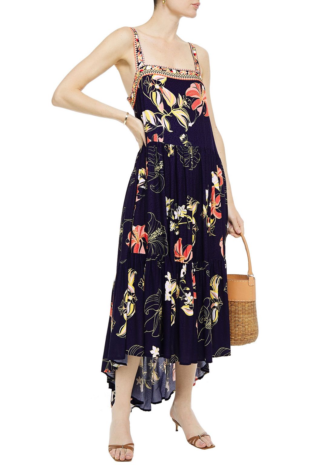JETS AUSTRALIA BY JESSIKA ALLEN Asymmetric floral-print jacquard midi dress