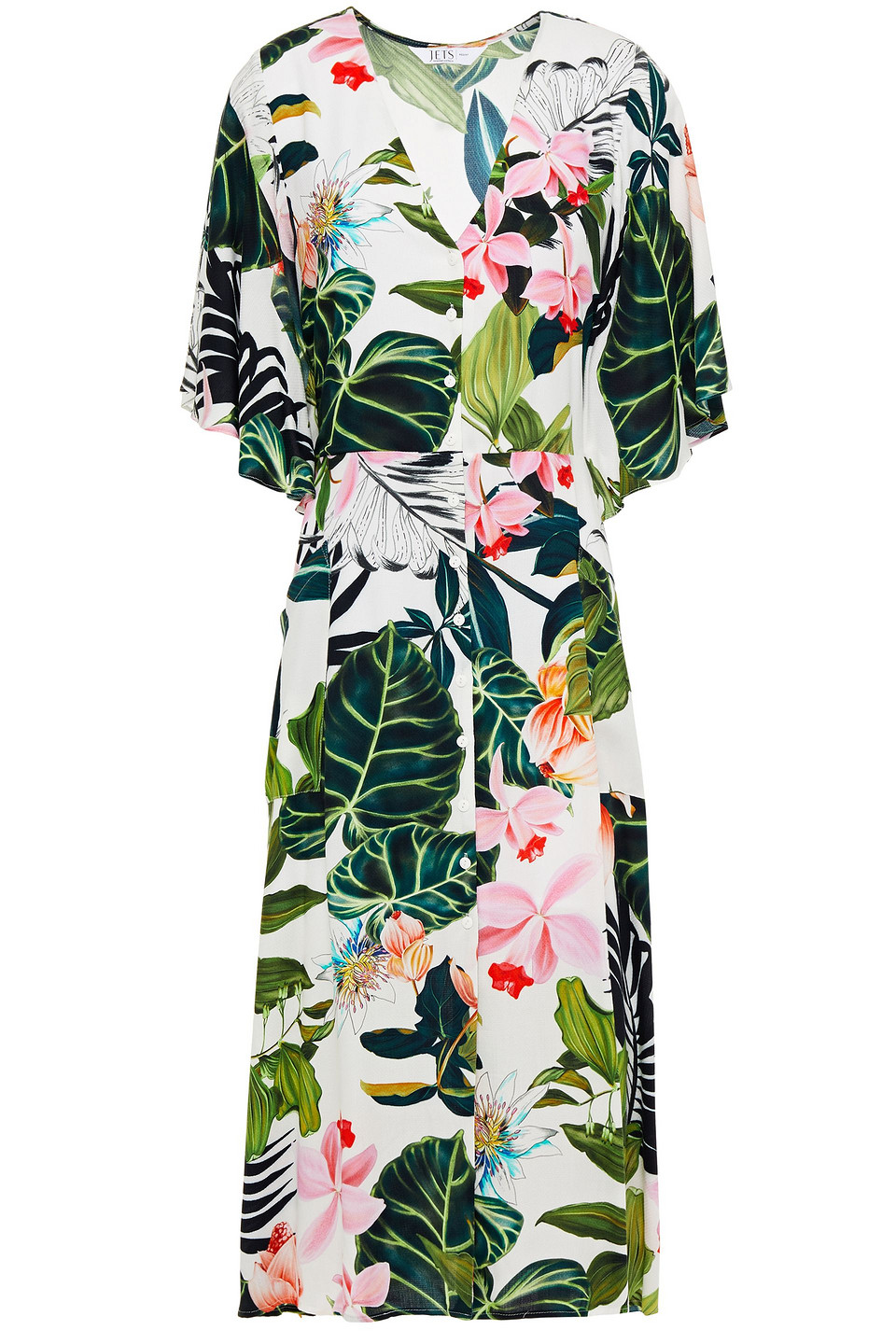 Jets Australia By Jessika Allen Woman Belted Printed Piqué Dress White Size L