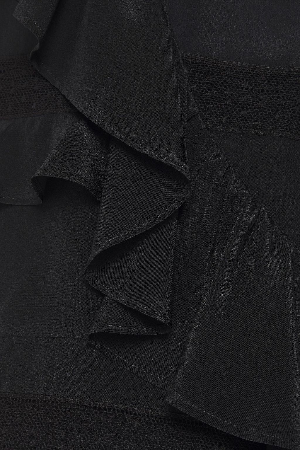 IRO Lace-trimmed ruffled silk crepe de chine mini dress