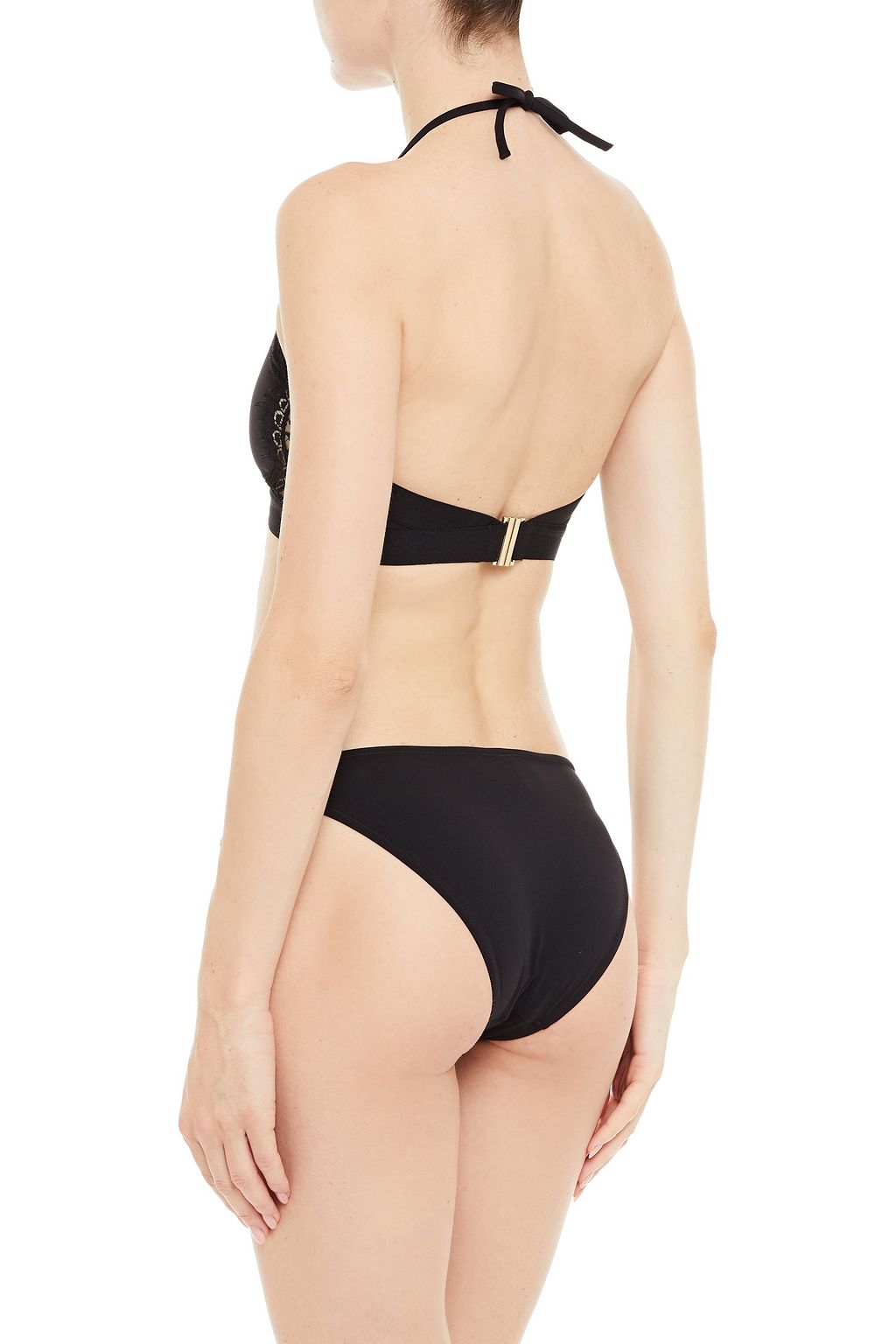 I.D. SARRIERI Lace-paneled halterneck bikini top