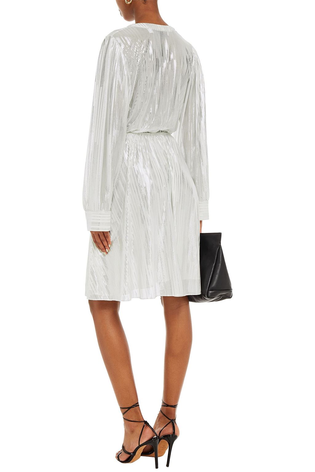 IRO Gathered metallic printed georgette dress