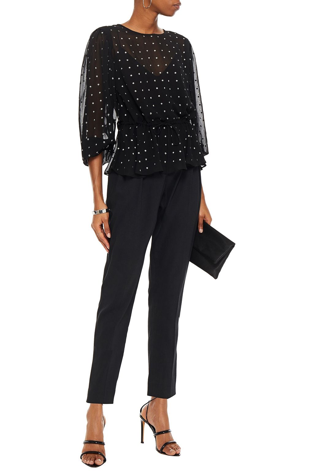 IRO Gathered studded georgette blouse