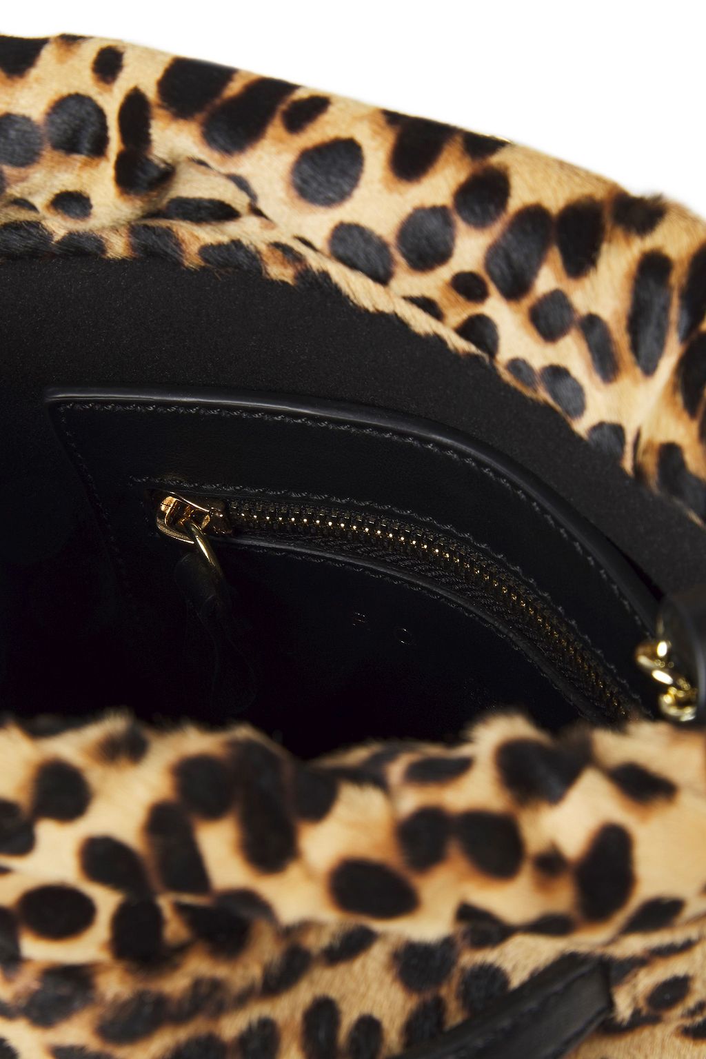 IRO Belty leather-trimmed leopard-print calf hair bucket bag