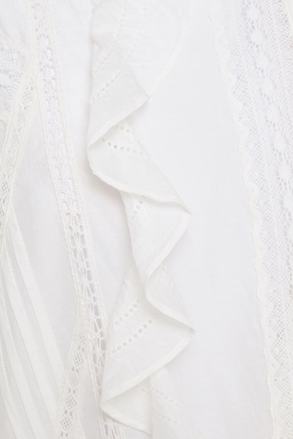 IRO Myth ruffled lace-trimmed cotton and silk-blend blouse