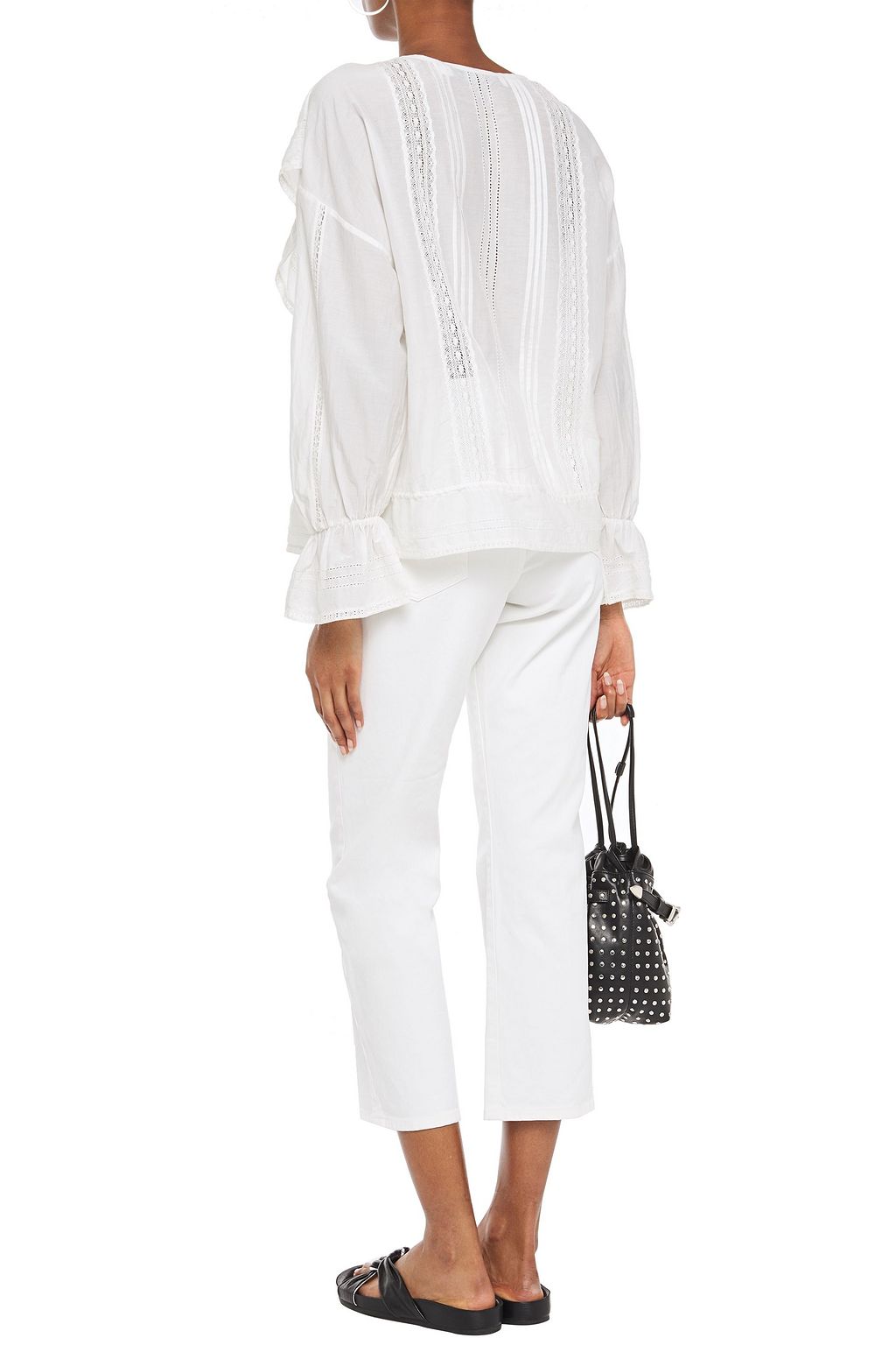 IRO Myth ruffled lace-trimmed cotton and silk-blend blouse