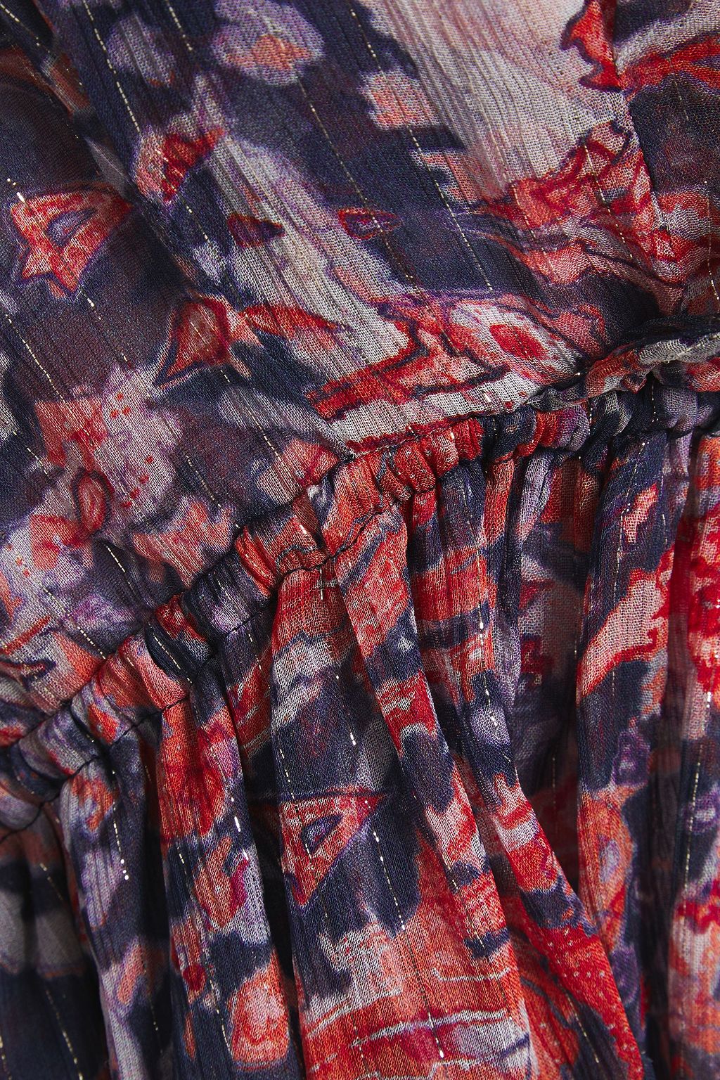 IRO Saola wrap-effect metallic printed crepon blouse