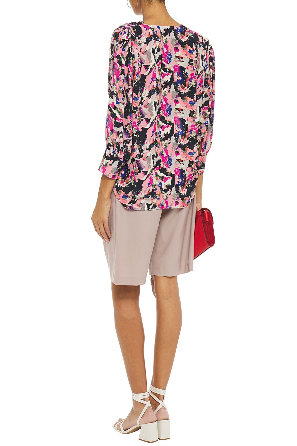 IRO Bixie wrap-effect printed crepe de chine blouse