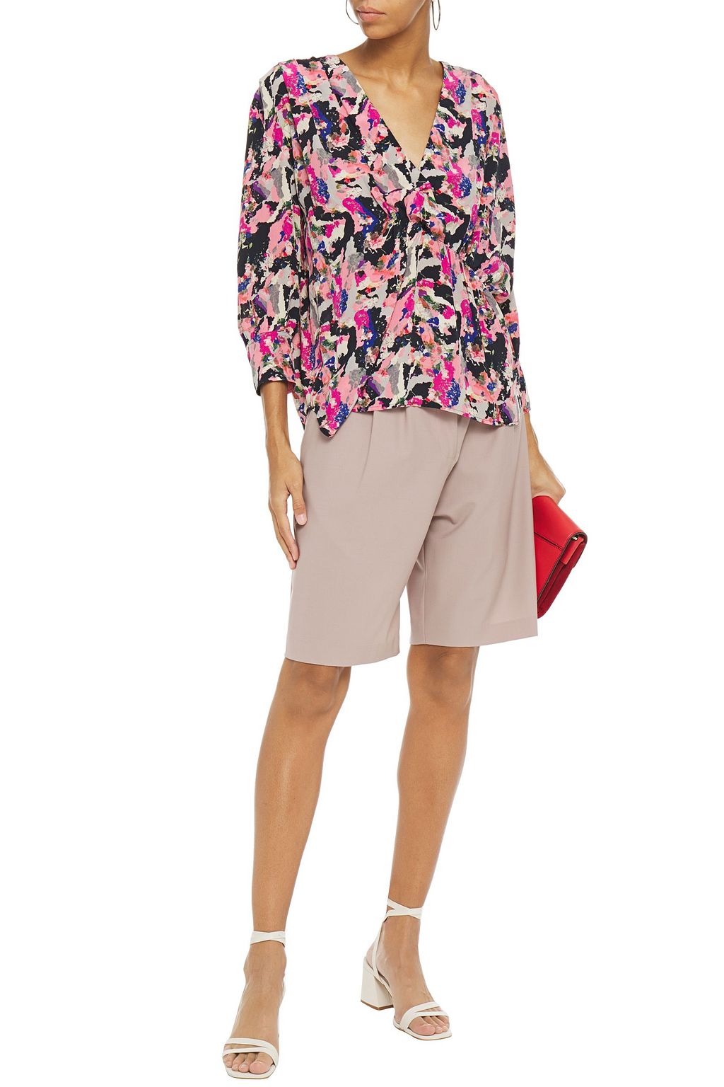 IRO Bixie wrap-effect printed crepe de chine blouse