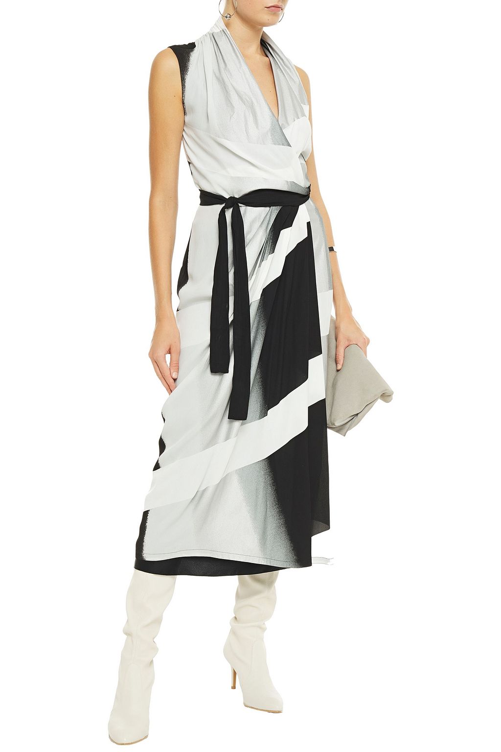 RICK OWENS Draped dégradé crepe midi wrap dress