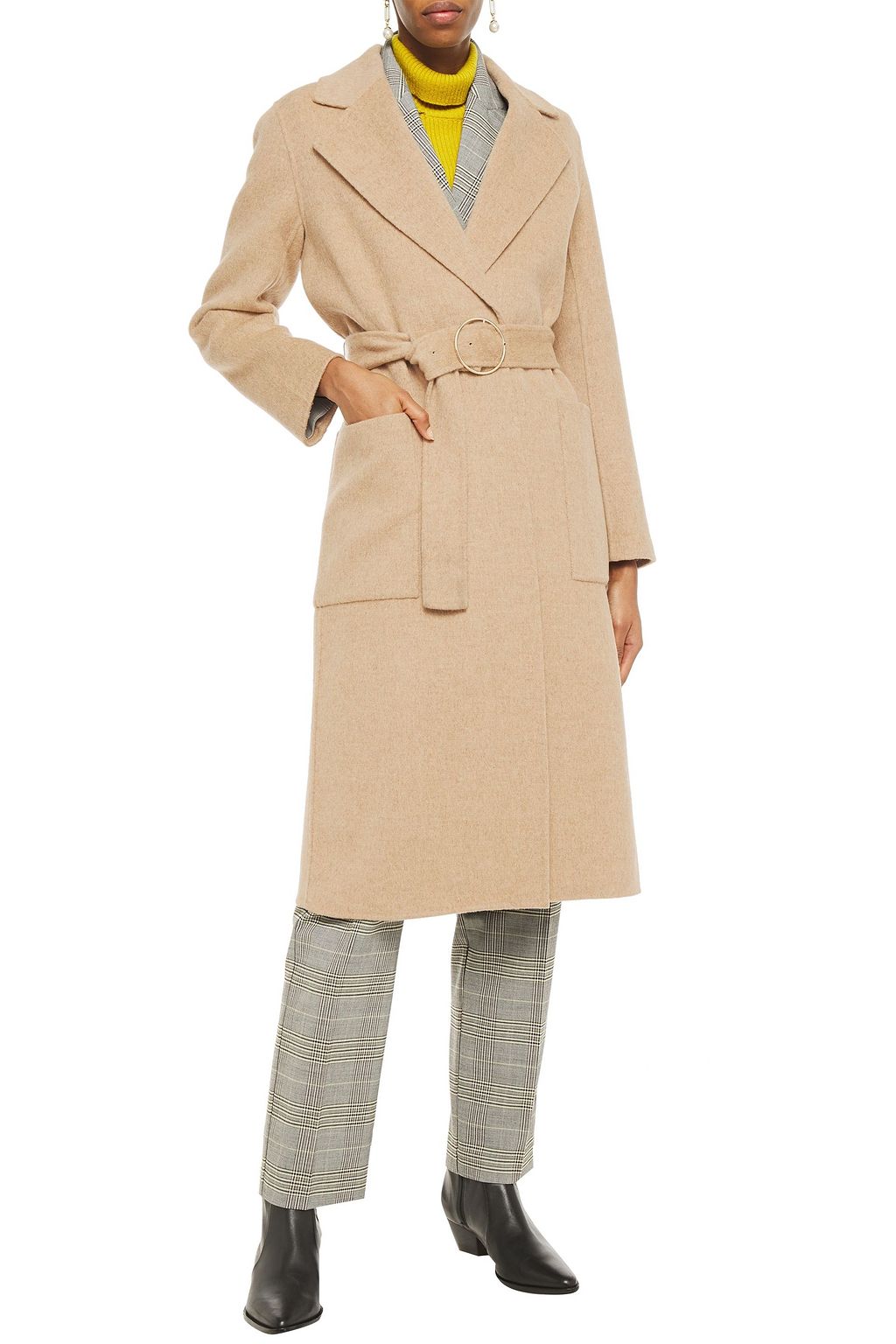 CLAUDIE PIERLOT Belted wool-blend felt coat