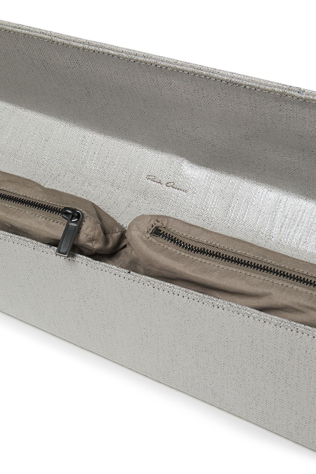 RICK OWENS Fringed coated-denim clutch