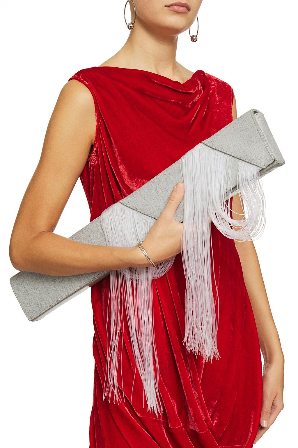 RICK OWENS Fringed coated-denim clutch