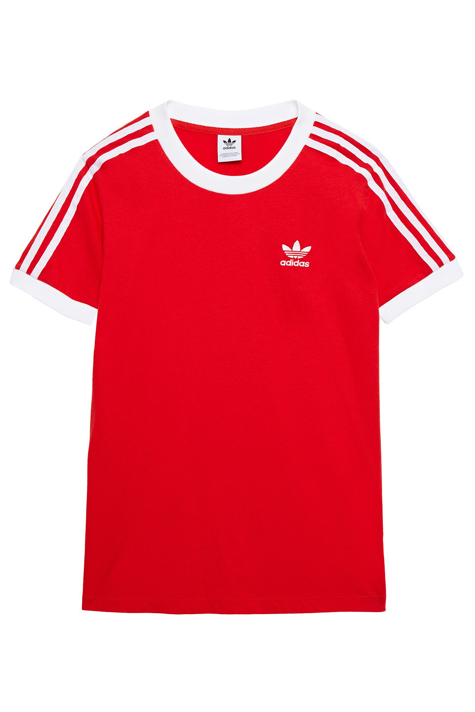 Adidas Originals Woman Striped Cotton-jersey T-shirt Red Size 32