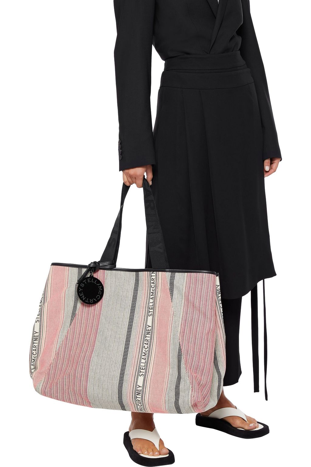 STELLA MCCARTNEY Faux leather-trimmed cotton-jacquard tote