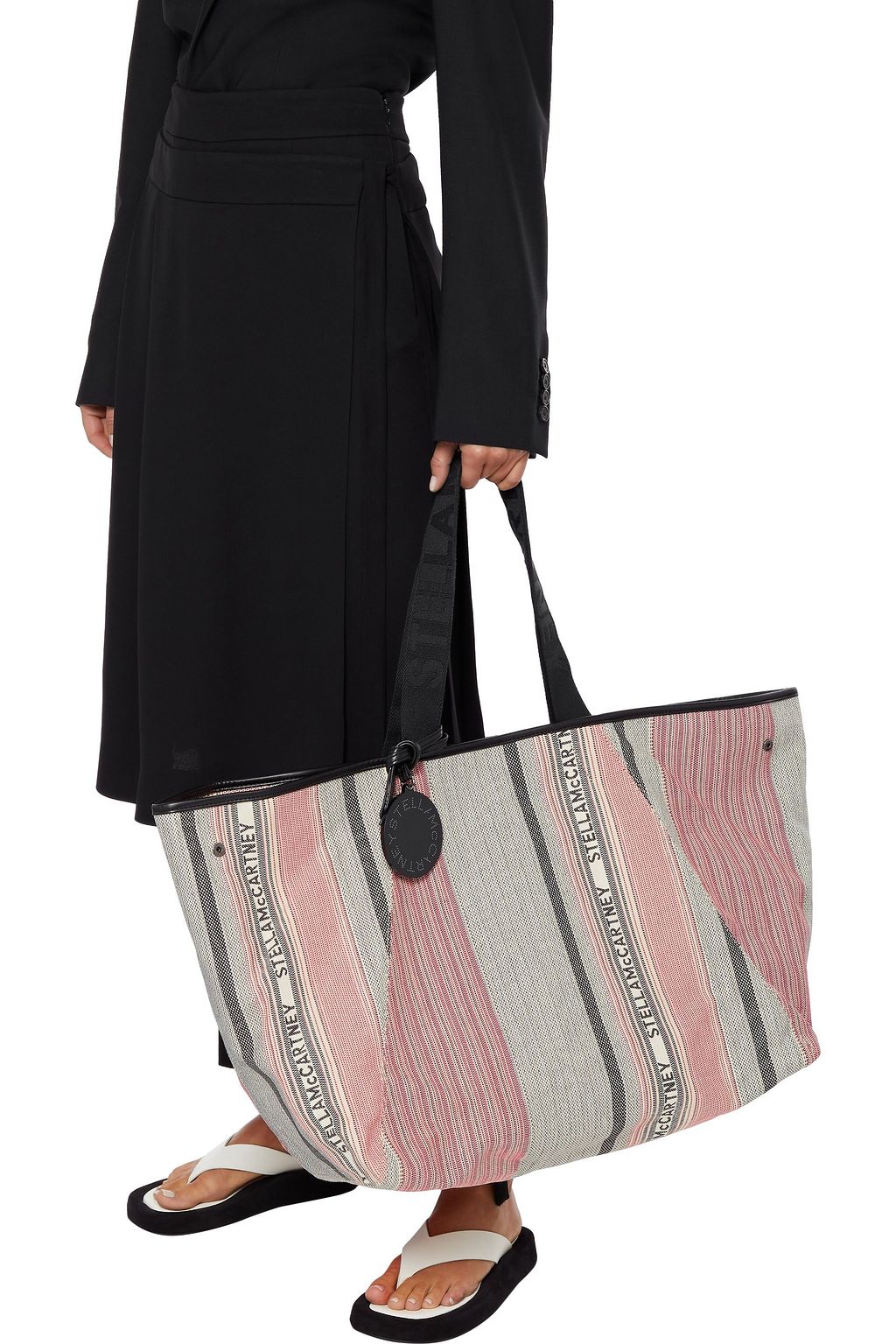 STELLA MCCARTNEY Faux leather-trimmed cotton-jacquard tote
