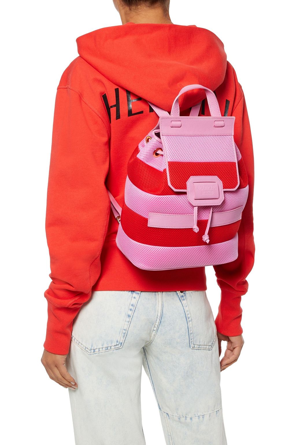 BOUTIQUE MOSCHINO Two-tone textured-leather and mesh backpack