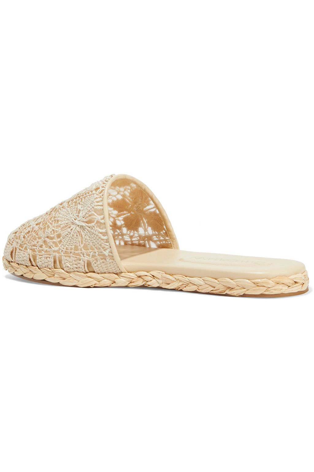 ZIMMERMANN Raffia-trimmed crocheted cotton slippers