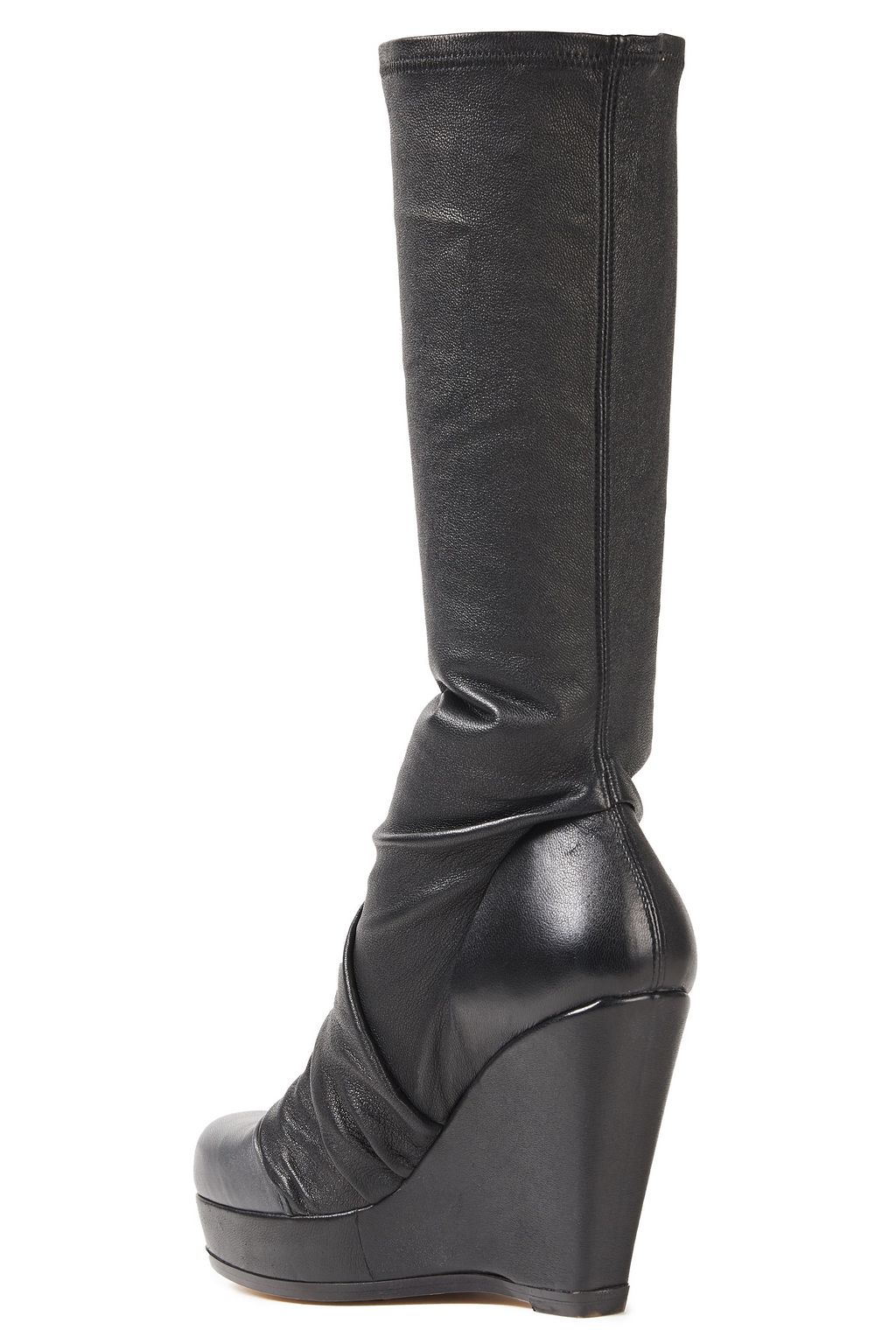 RICK OWENS Draped stretch-leather platform boots