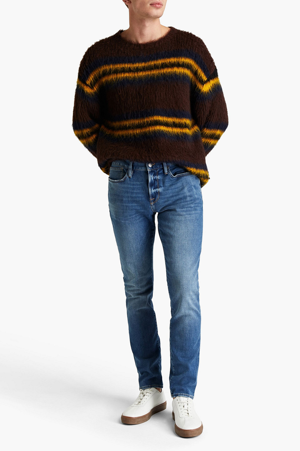 Frame Man Skinny-fit Faded Denim Jeans In Mid Denim