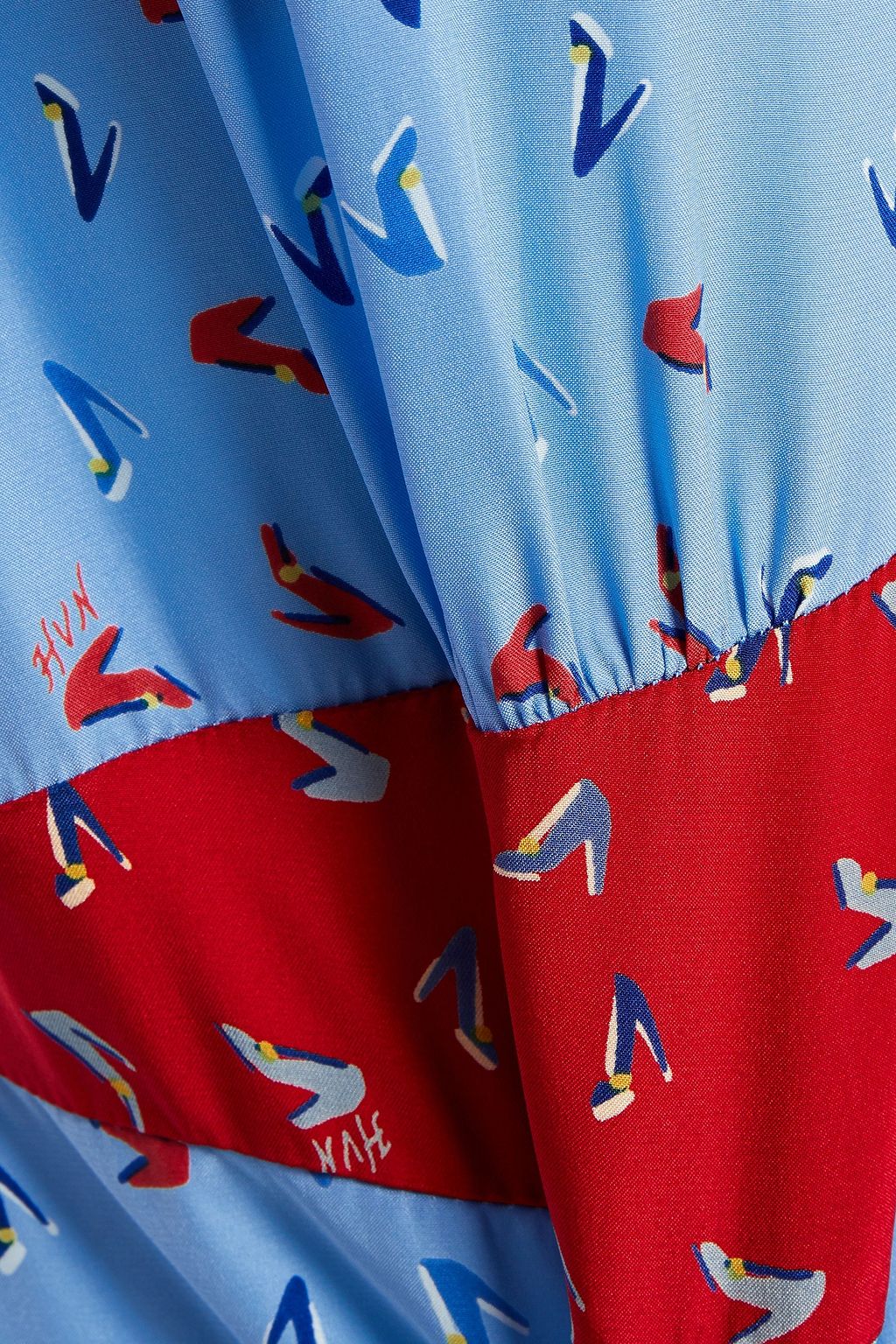 HVN Printed silk midi dress