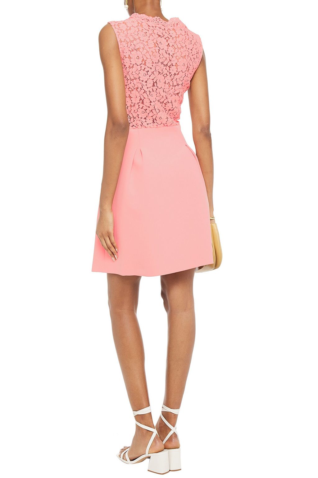 CLAUDIE PIERLOT Corded lace and pleated crepe mini dress