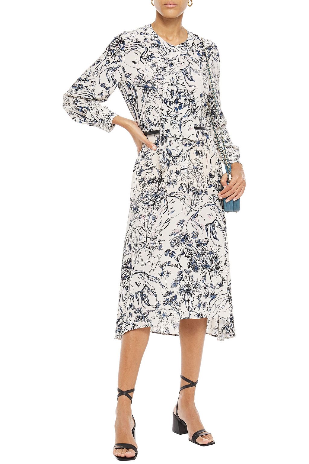 CLAUDIE PIERLOT Draped printed crepe de chine midi dress