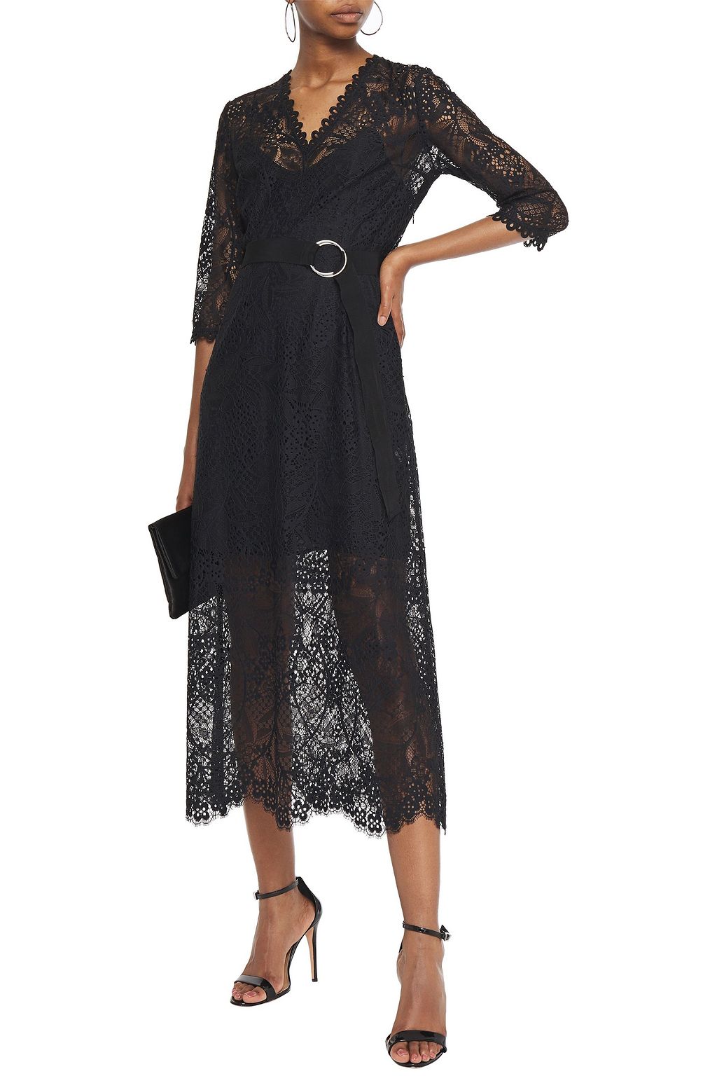 CLAUDIE PIERLOT Belted lace midi dress