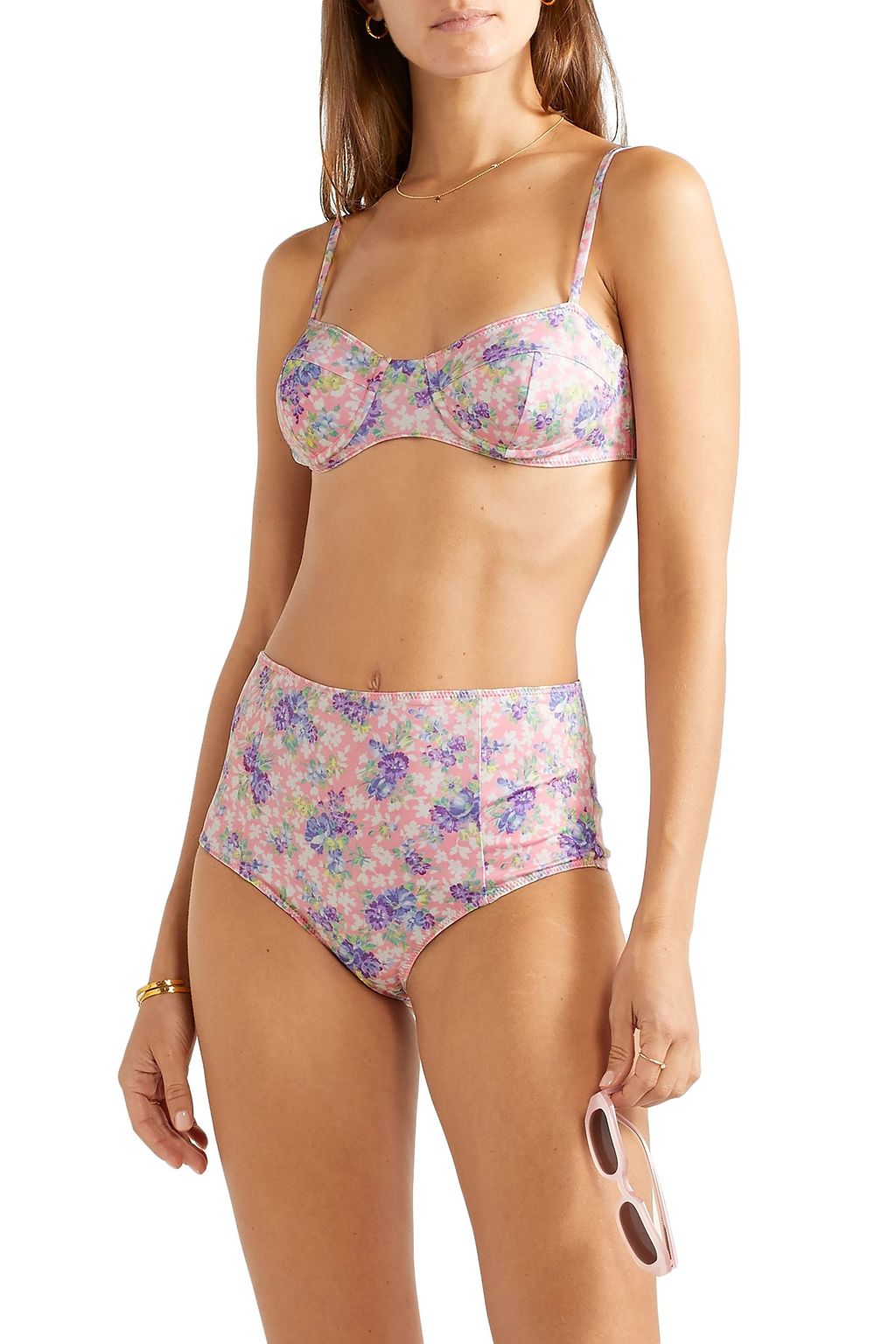 LOVESHACKFANCY Cassandra floral-print bikini top