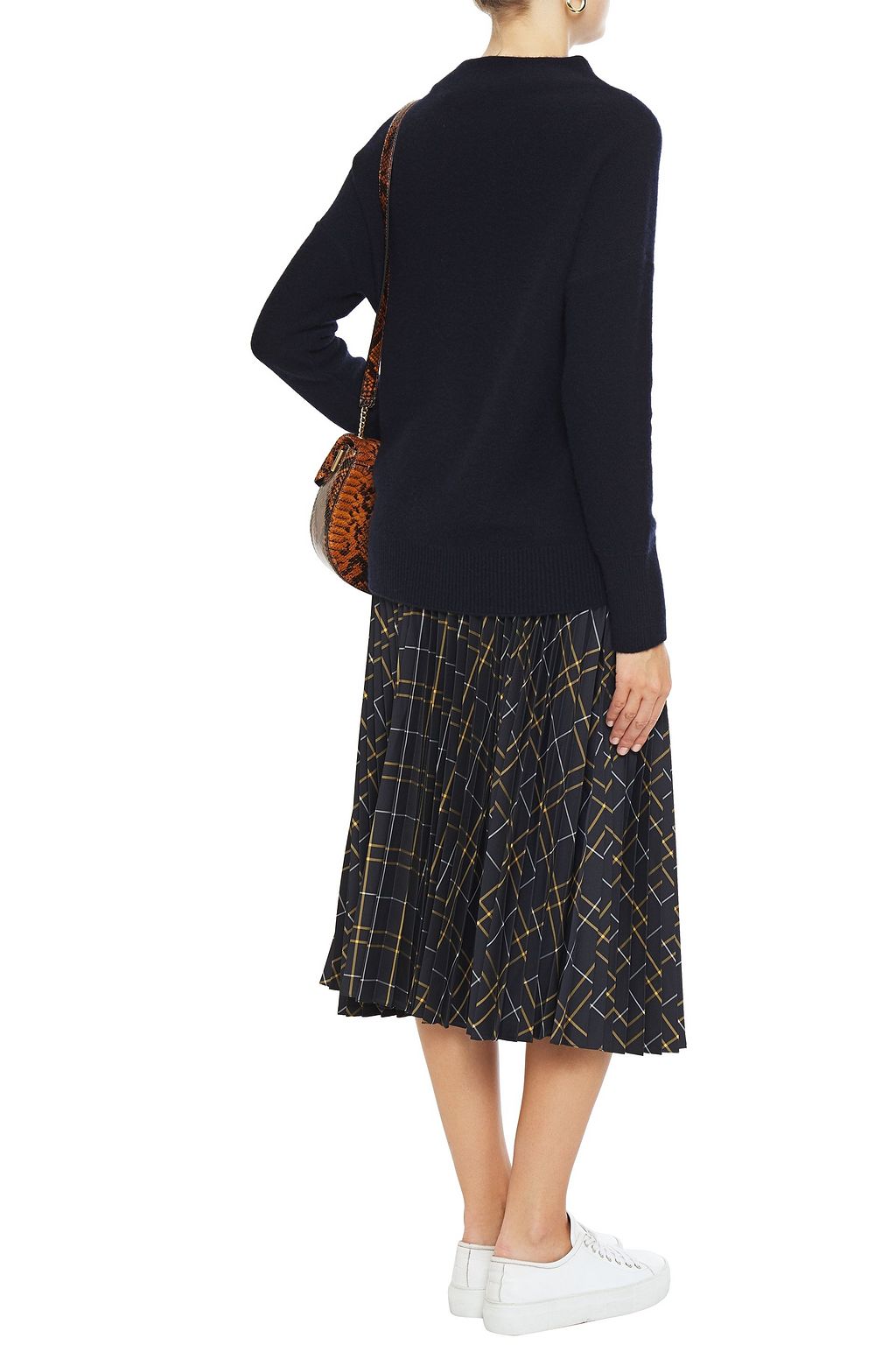 CLAUDIE PIERLOT Pleated checked twill midi skirt