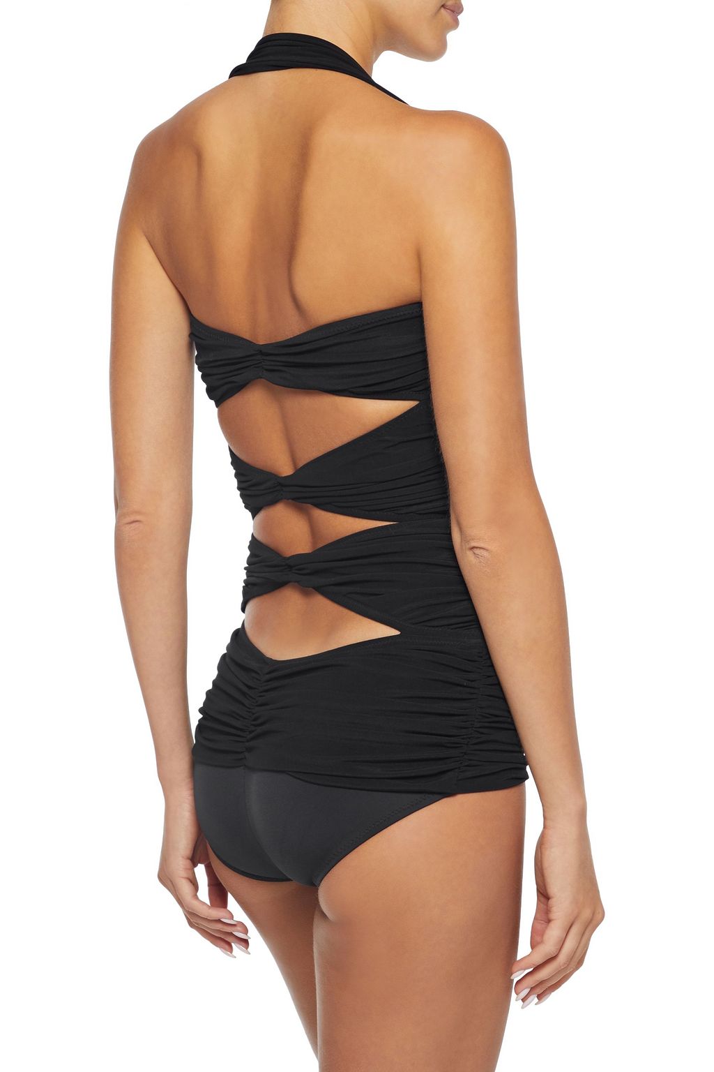 NORMA KAMALI Peekaboo Mio cutout ruched halterneck swimsuit
