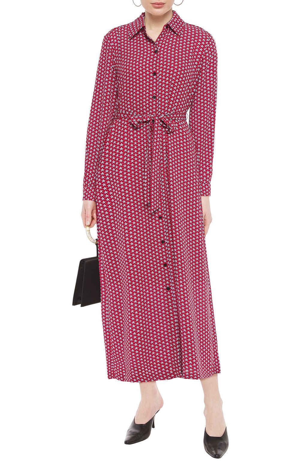 DIANE VON FURSTENBERG Printed crepe maxi shirt dress