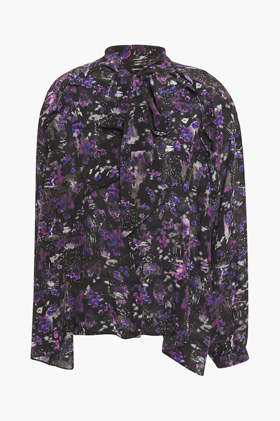 Equinoxe pussy-bow printed silk crepe de chine blouse
