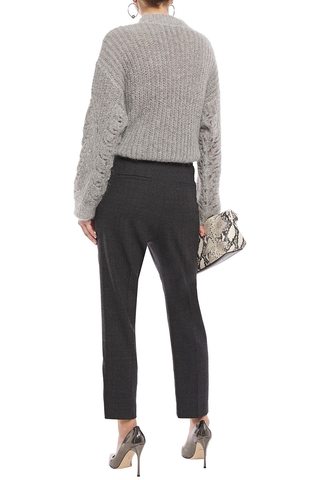 IRO Flood belted mélange bouclé tapered pants