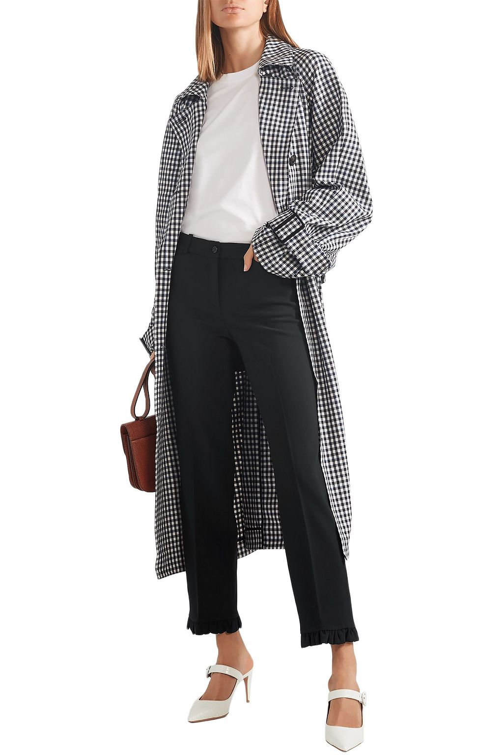 MICHAEL KORS COLLECTION Ruffle-trimmed wool-blend crepe straight-leg pants