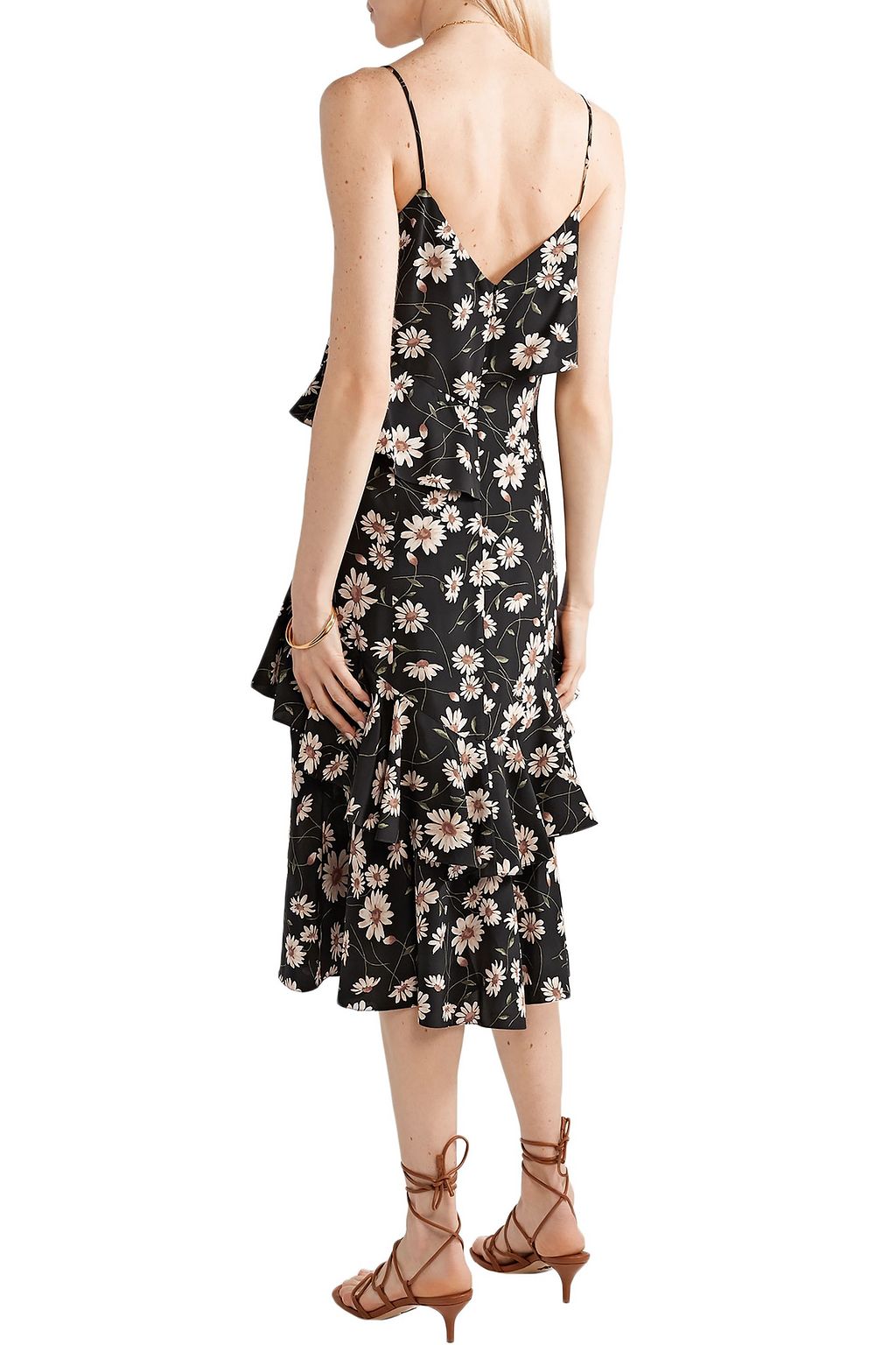 MICHAEL KORS COLLECTION Ruffled floral-print silk crepe de chine midi slip dress
