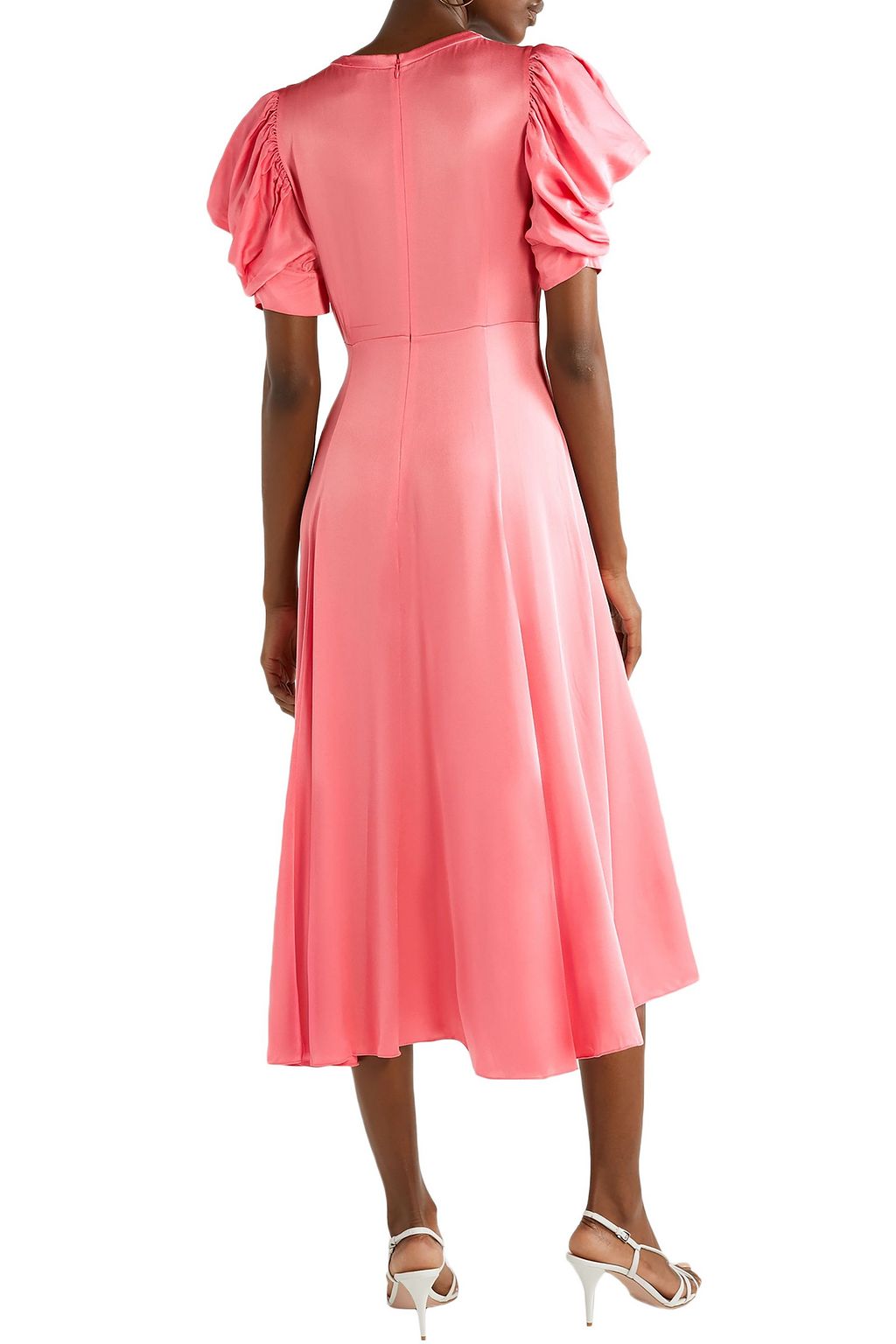 MICHAEL KORS COLLECTION Gathered crinkled-satin midi dress