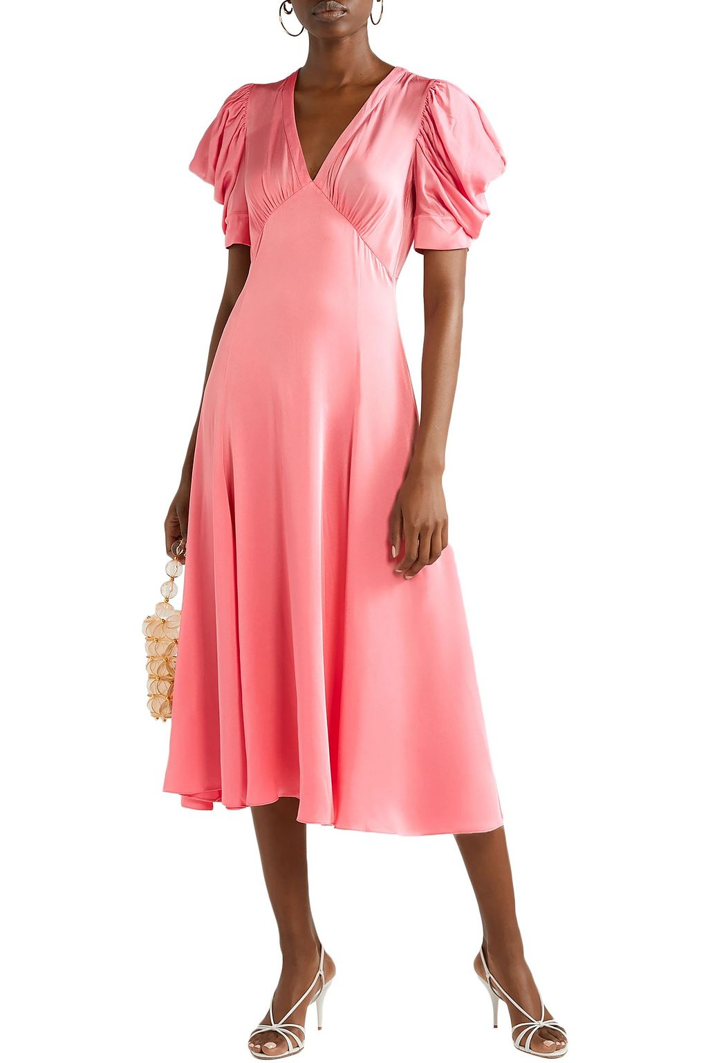 MICHAEL KORS COLLECTION Gathered crinkled-satin midi dress