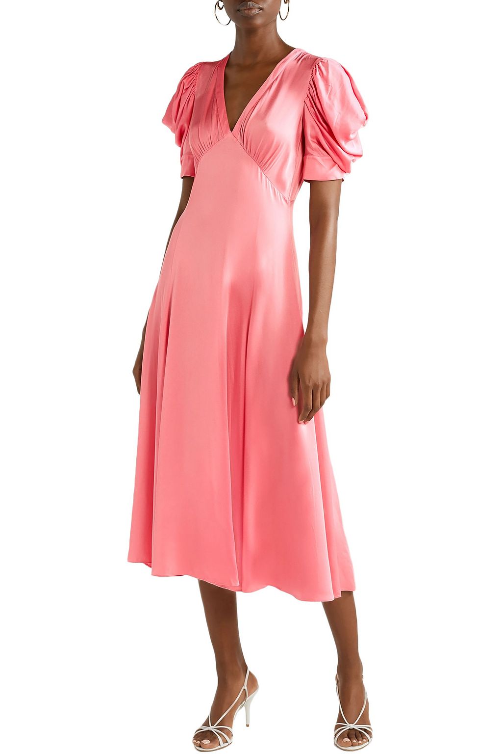 MICHAEL KORS COLLECTION Gathered crinkled-satin midi dress