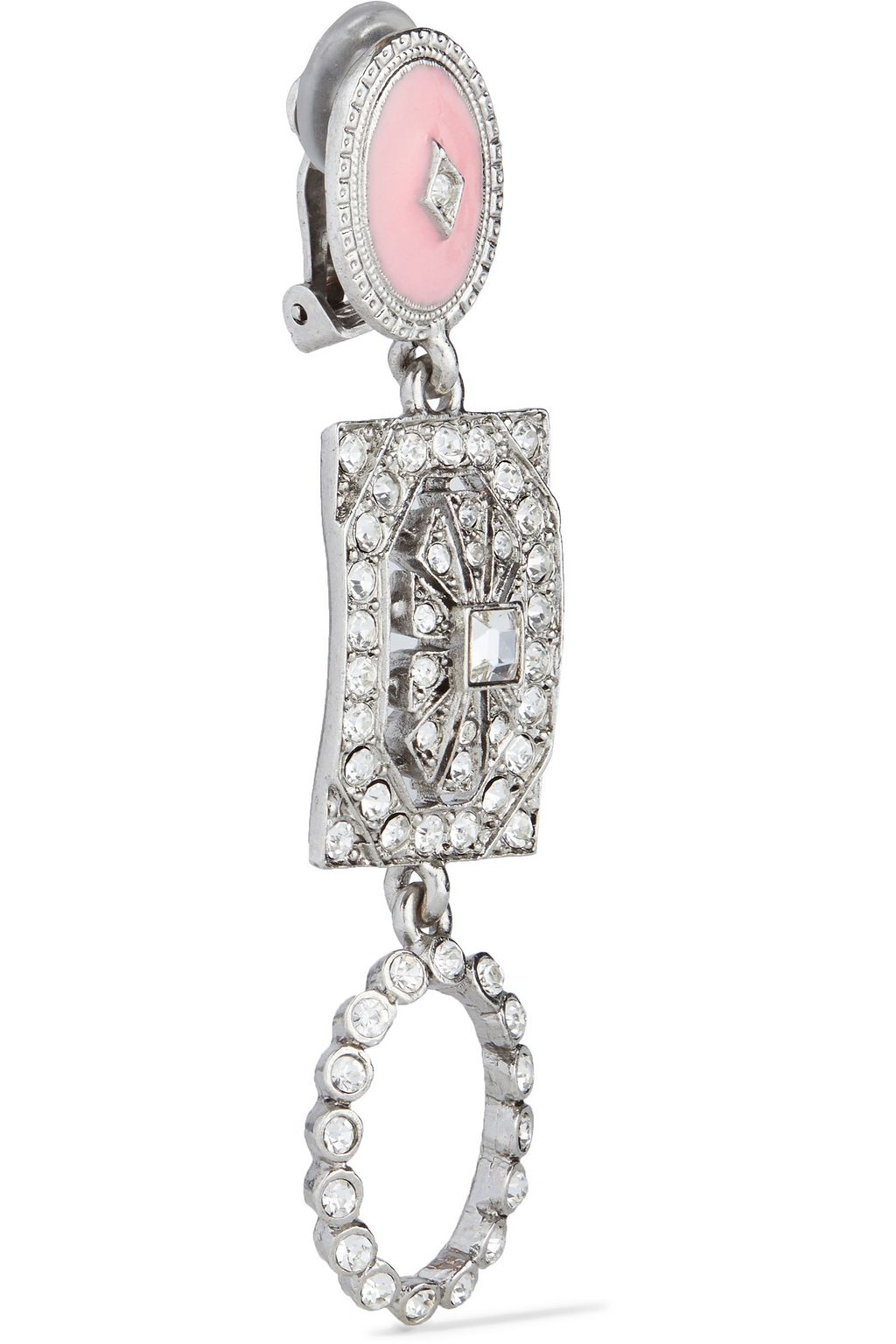 OSCAR DE LA RENTA Silver-tone, crystal and resin clip earrings