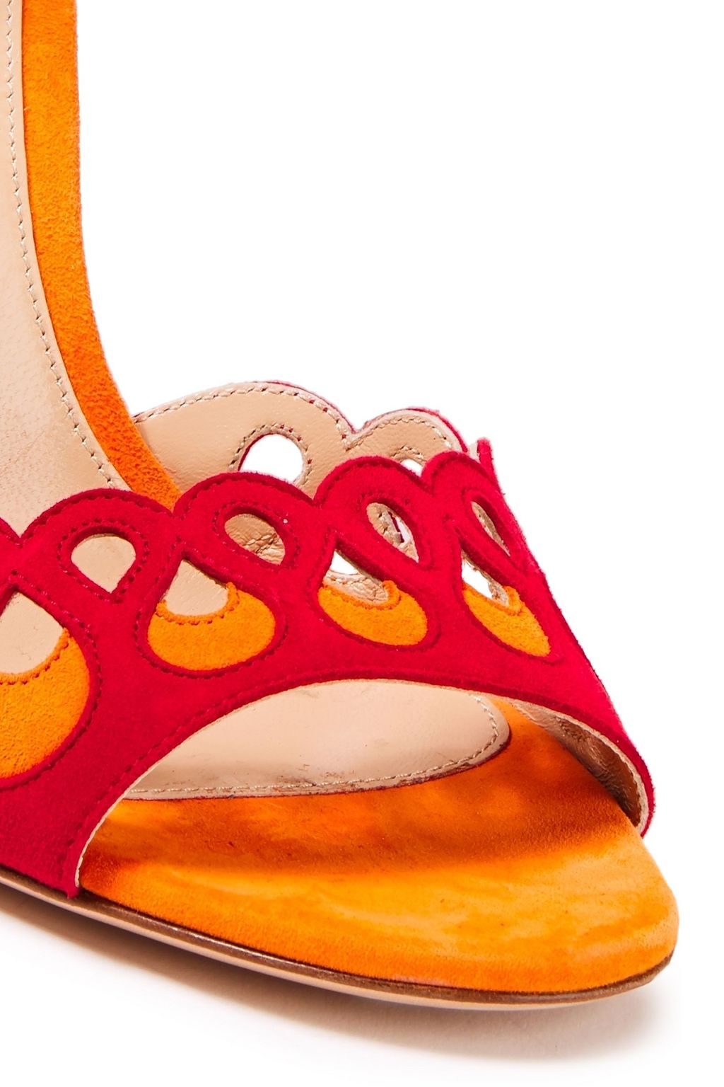 GIANVITO ROSSI Samba two-tone lace-up cutout suede sandals