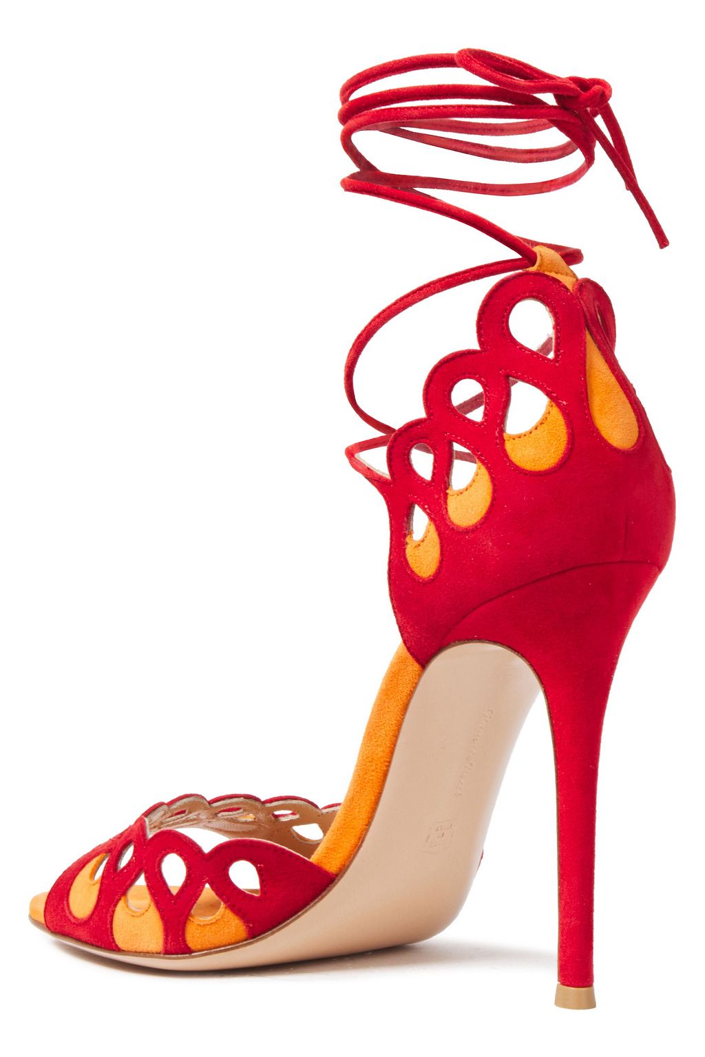 GIANVITO ROSSI Samba two-tone lace-up cutout suede sandals