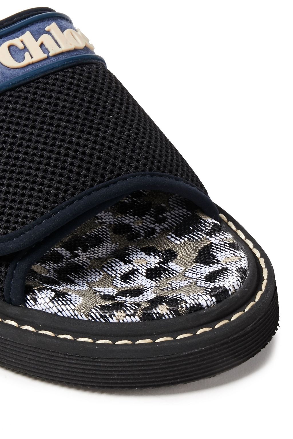 SEE BY CHLOÉ Suede-trimmed mesh slides